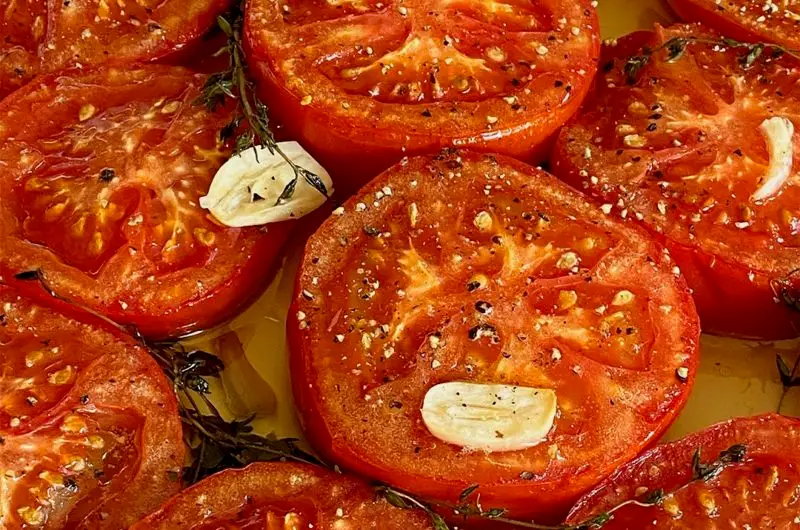 Tomatoes Roasted in Olive Oil with Garlic and Thyme