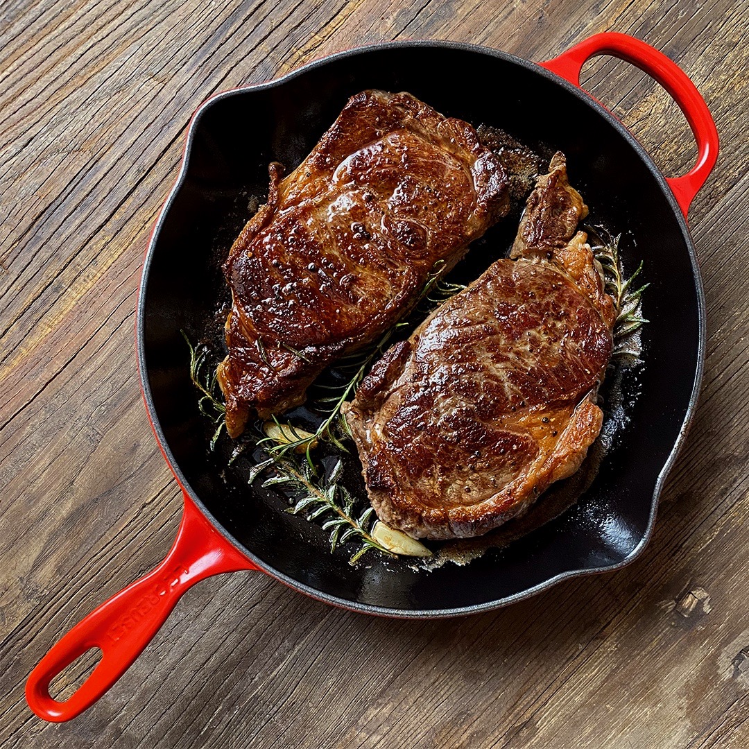 Ribeye Steaks in a Cast Iron Skillet - The Salted Potato from Renée Robinson