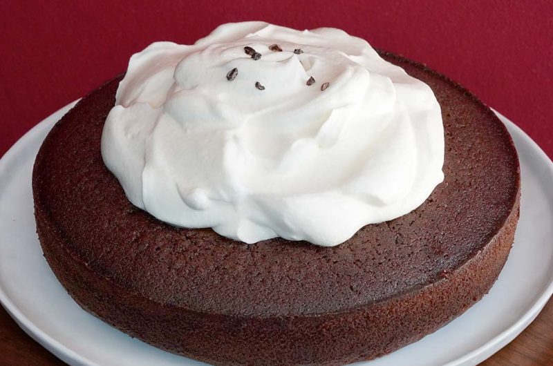 Chocolate Olive Oil Cake with Buttermilk Whipped Cream