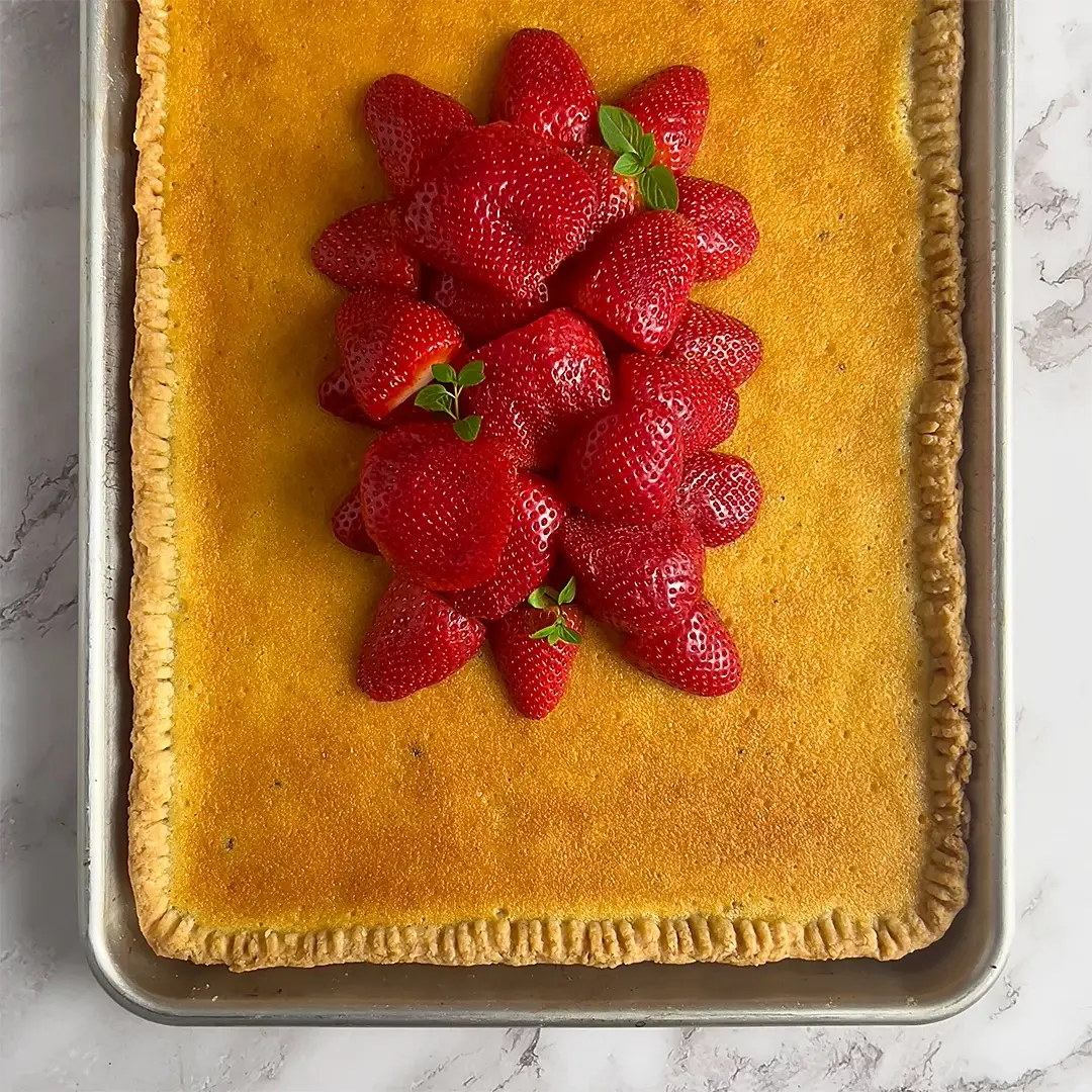 Buttermilk Slab Pie with Cardamom and Strawberries