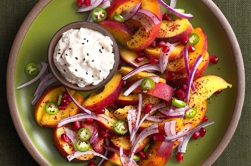 Peach Salad with Blue Cheese Whipped Cream Dressing