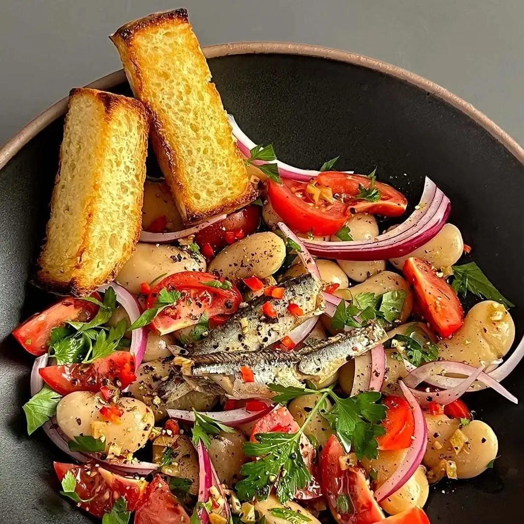 Royal Corona Bean Salad with Preserved Lemon and White Anchovies