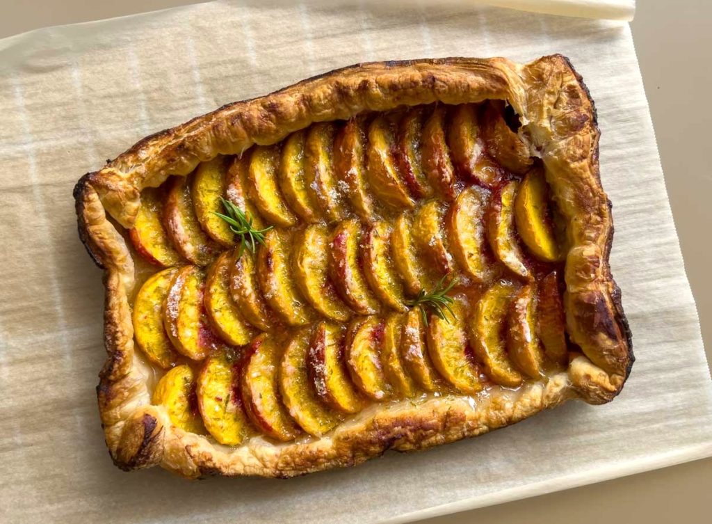 Peach Tart/Galette with Rosemary and Lime