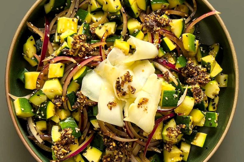 Zucchini, Soy Sauce Flake, and Pickled Ginger Salad
