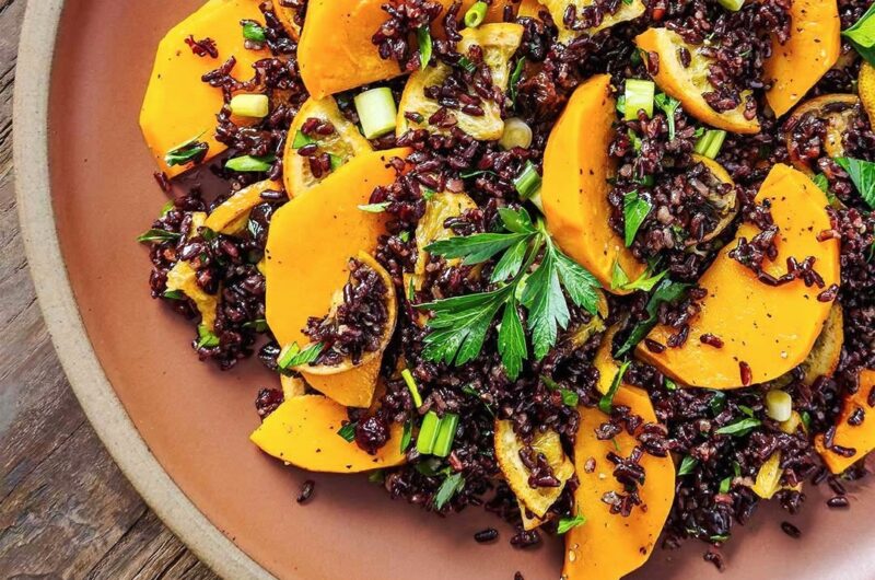 Black Rice Salad with Roasted Oranges, Lemons, and Butternut Squash