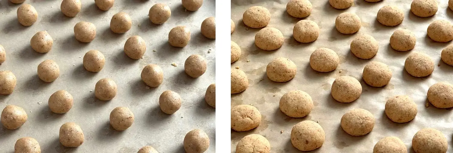 Comparison of Dough Balls Before and After Baking