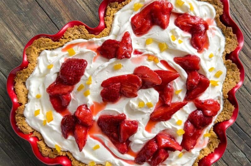 Meyer Lemon Cream Pie with Roasted Strawberries