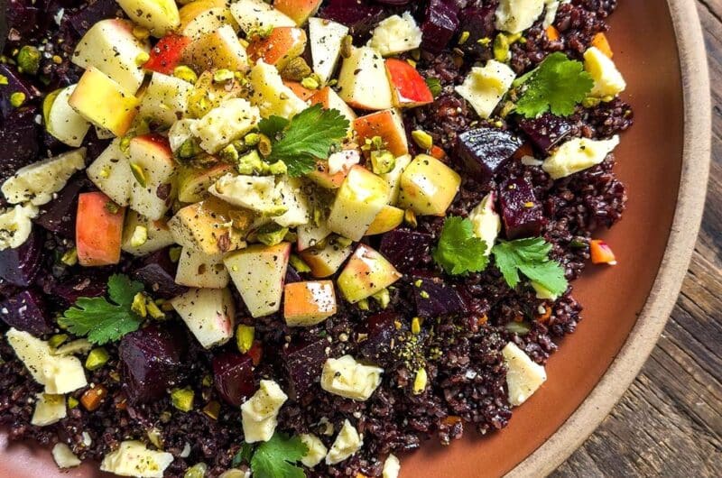 Salad of Black Rice, Beets, Apples, and Aged Cheddar