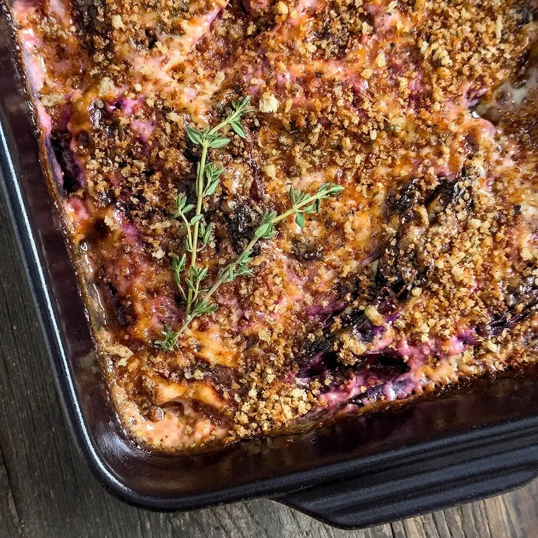 Gratin of Red Cabbage and Black Garlic