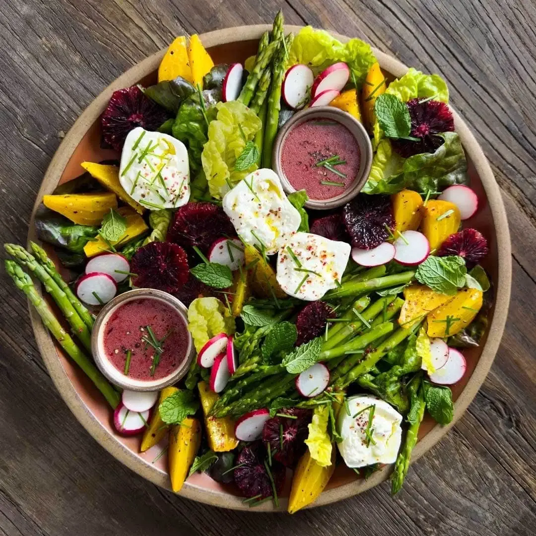 Asparagus, Beet, and Blood Orange Salad with Burrata