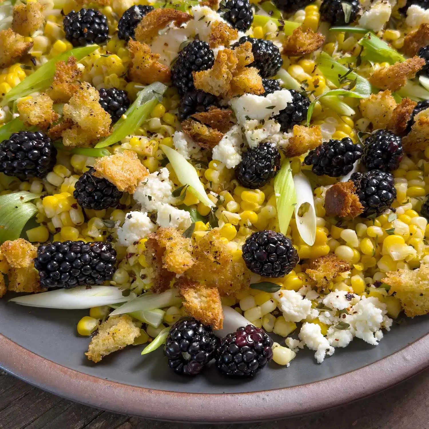 Spicy Summer Salad of Corn, Blackberries, and Queso Fresco