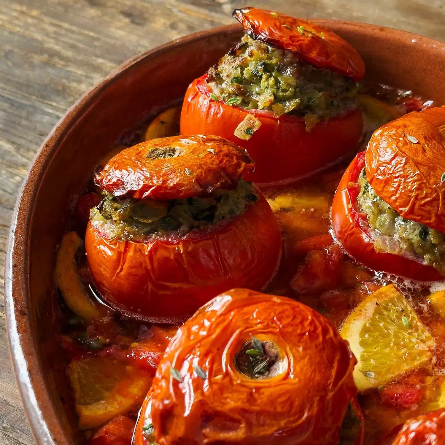 Sausage Stuffed Tomatoes with Orange
