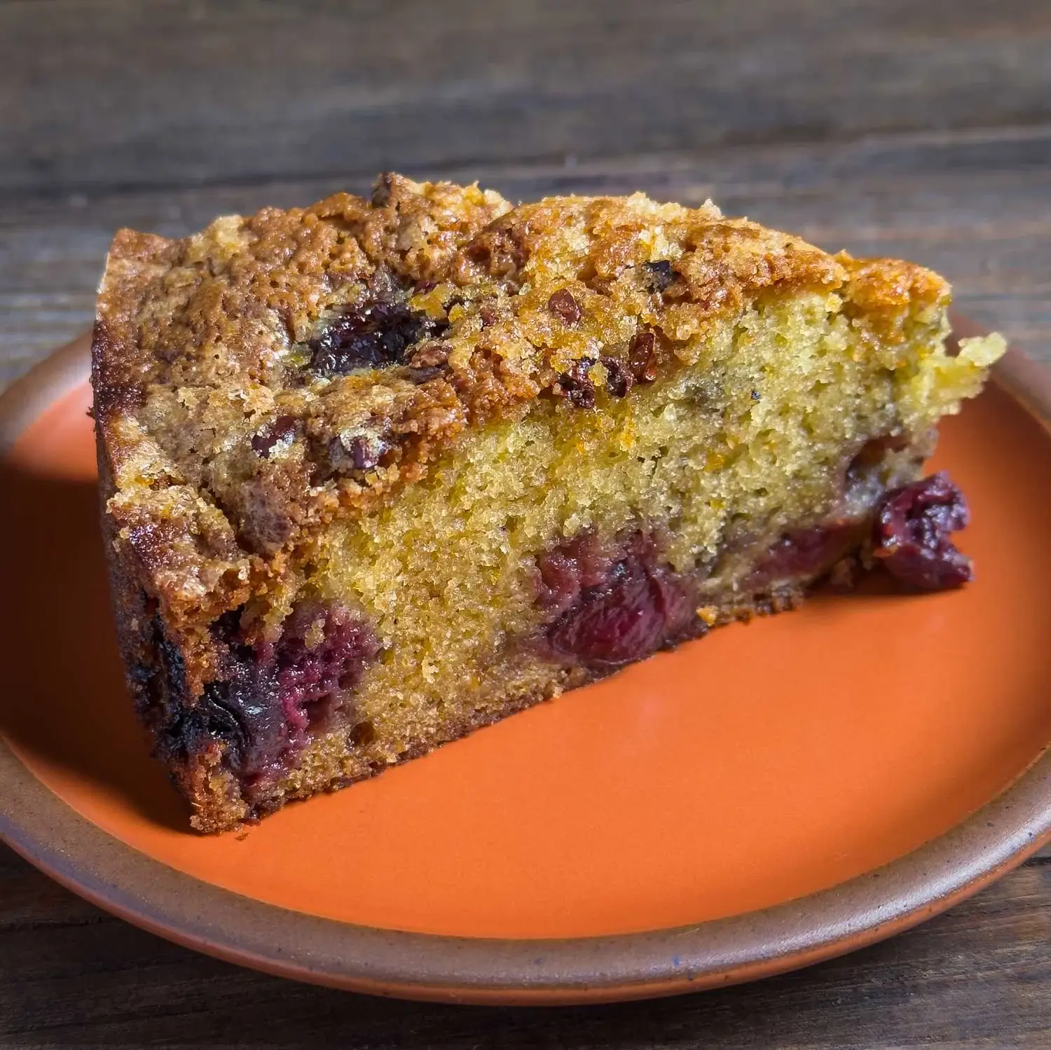 Olive Oil Cake with Cherries and Cacao Nibs