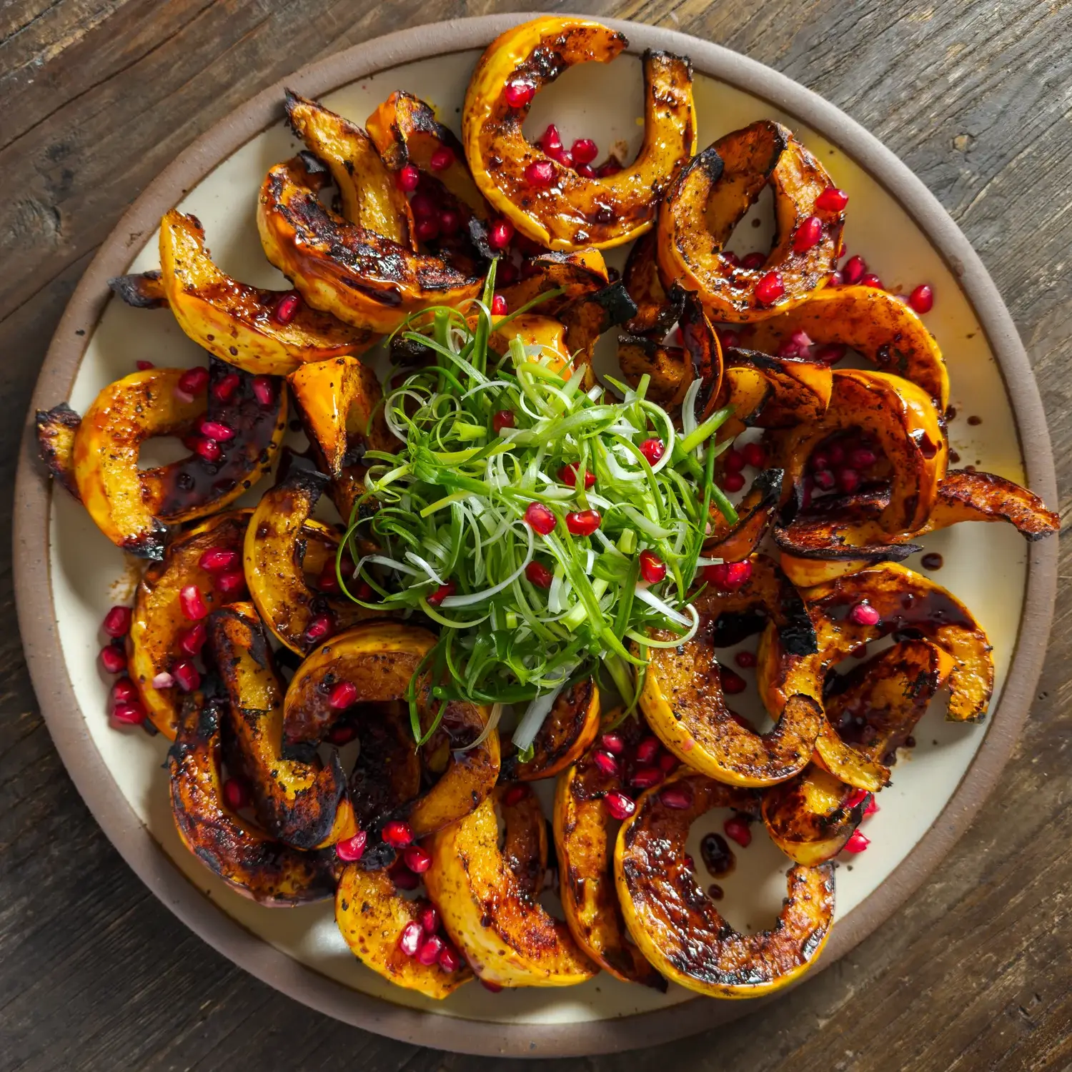 Roasted Squash with Chipotle Pomegranate Dressing