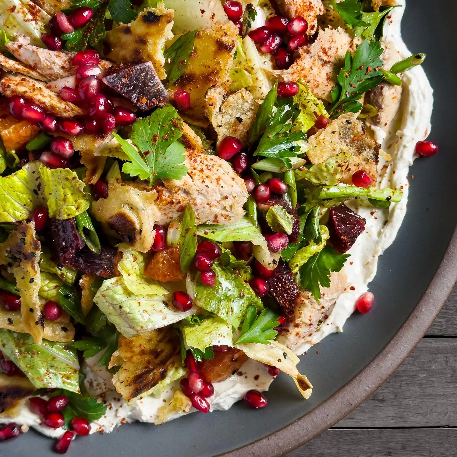 Citrus and Mackerel Salad with Crispy Naan