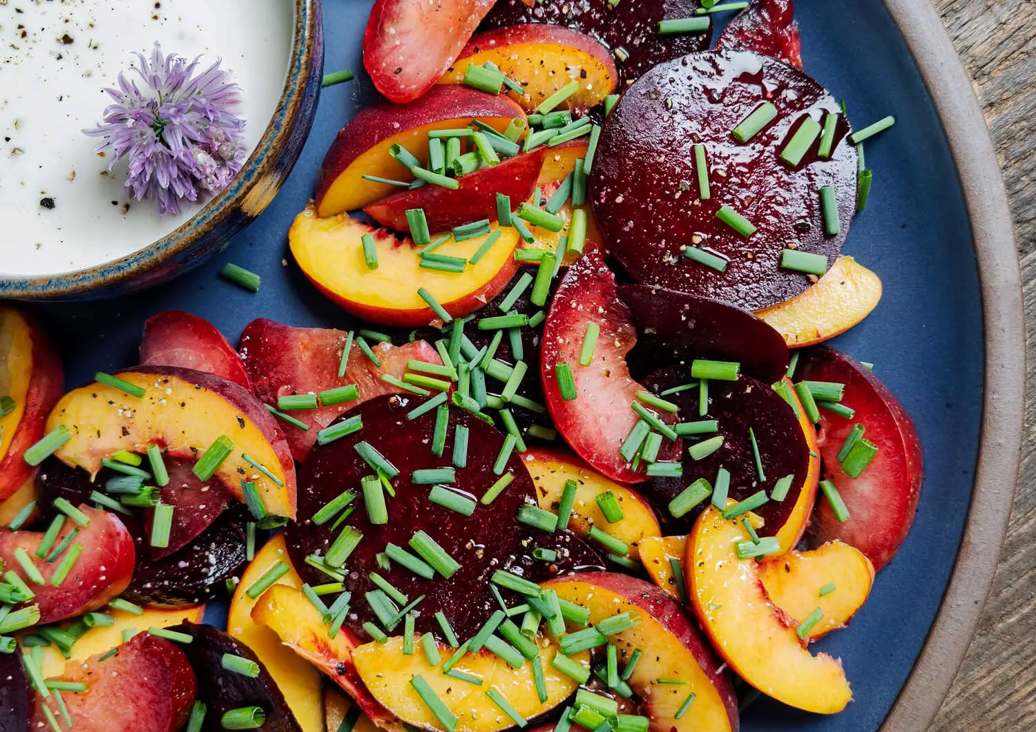 Beets and Stone Fruit with Feta Cream