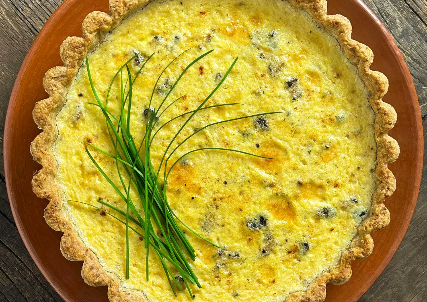Mushroom Cheddar Quiche with Pecan Crust