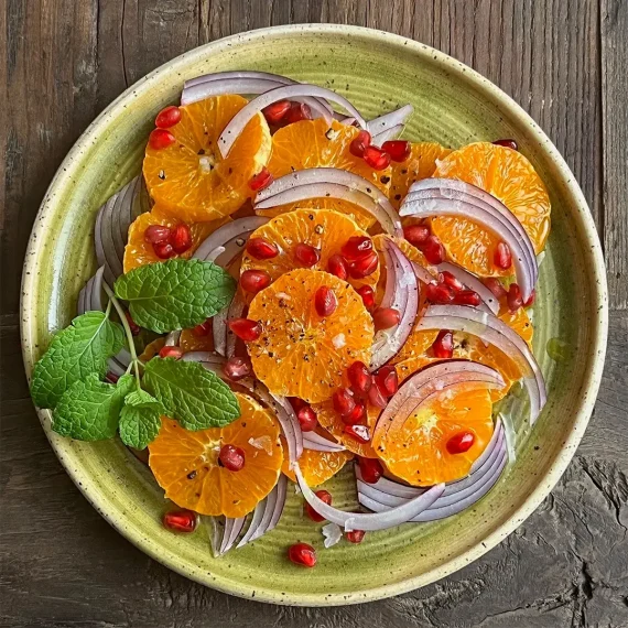 Clementine, Red Onion, and Pomegranate Salad with Fresh Mint