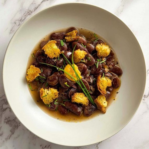 Beans with Salty Orange Cream and Croutons