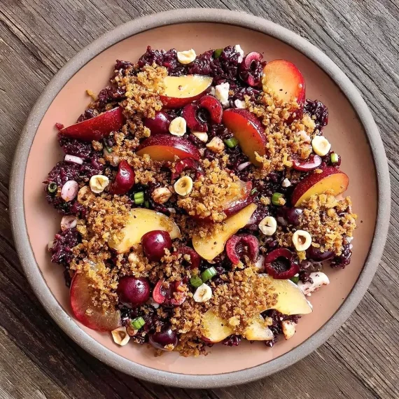 Black Rice, Plum, and Cherry Salad