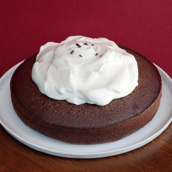 Chocolate Olive Oil Cake with Buttermilk Whipped Cream