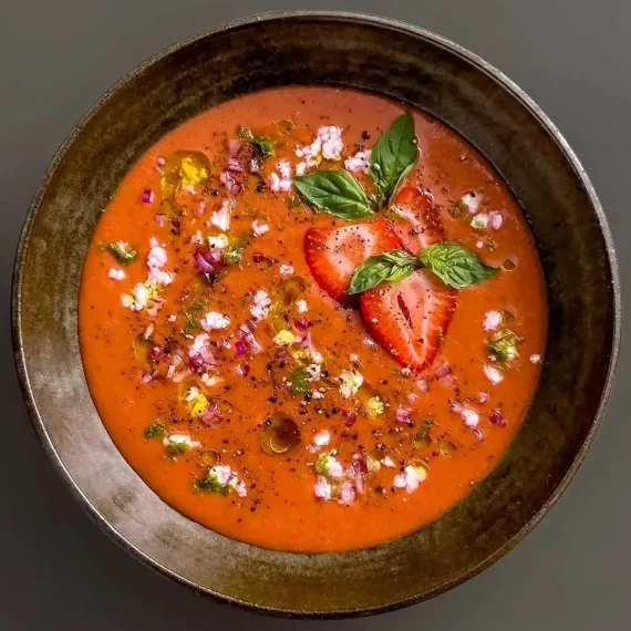 Strawberry, Watermelon, and Tomato Gazpacho