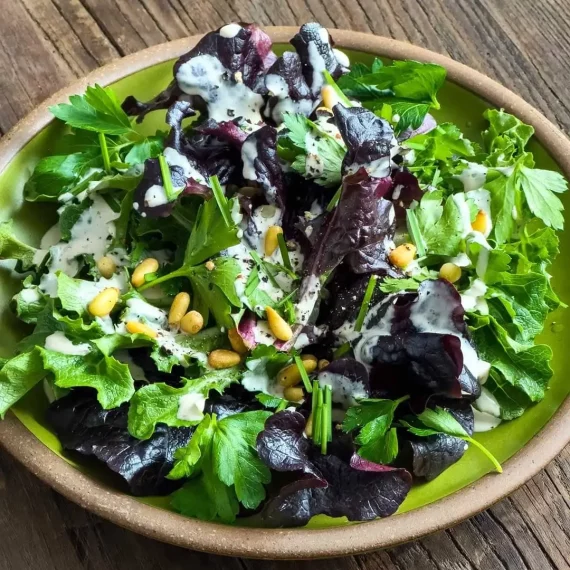 Green Salad with Anchovy-Garlic Cream