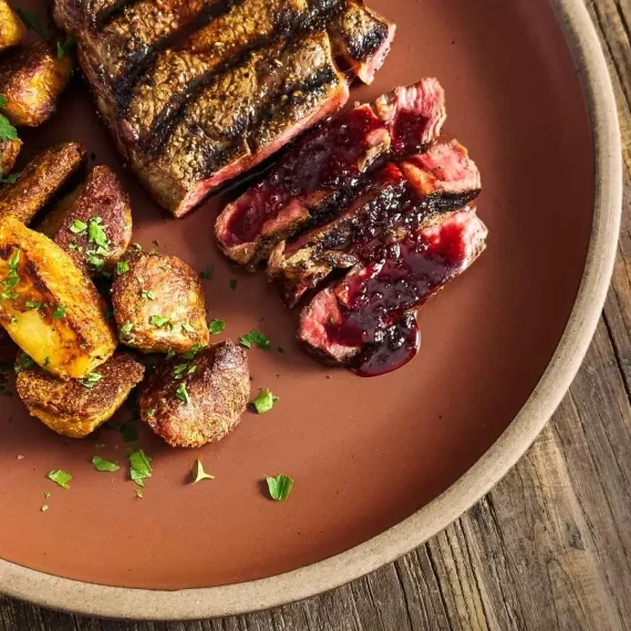 Hibiscus Steak Sauce Over Ribeye