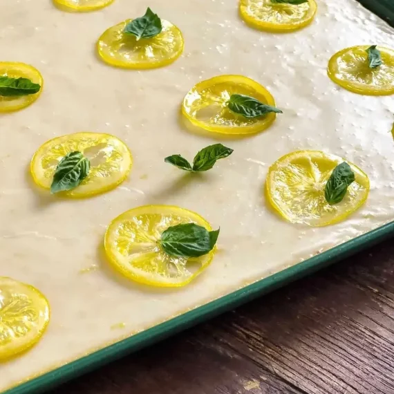 Lemon Basil Sheet Cake