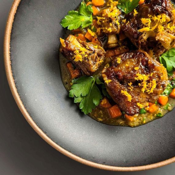 Braised Oxtails with Salty Orange Cream