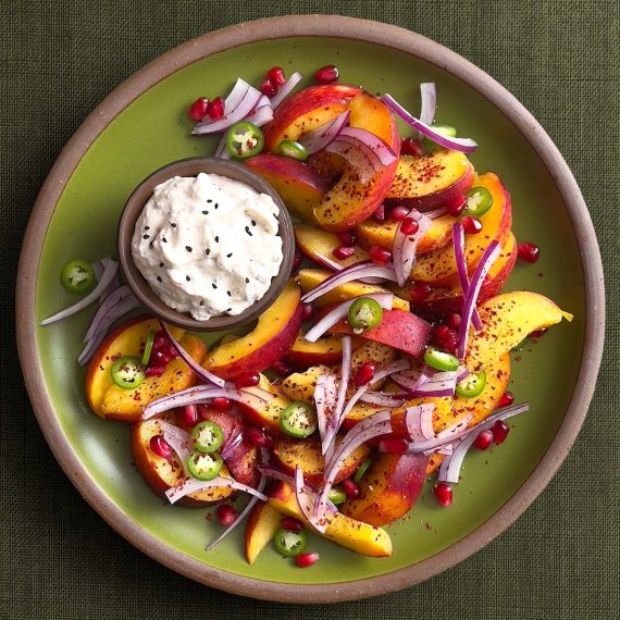 Peach Salad with Blue Cheese Whipped Cream Dressing
