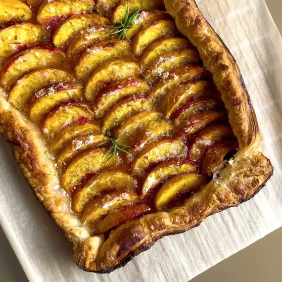 Peach Tart/Galette with Rosemary and Lime