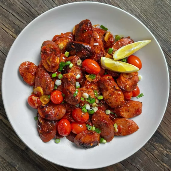 Quick and Easy Smoked Sausage with Harissa