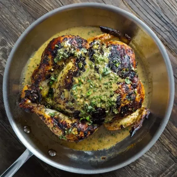 Roast Chicken with Lemon-Basil Butter Sauce