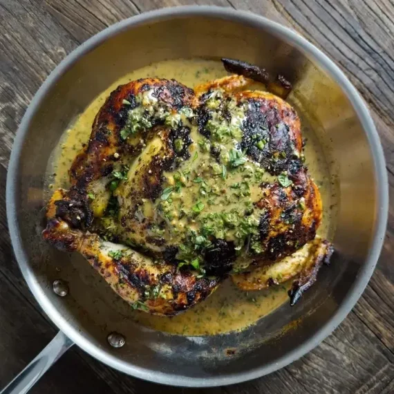 Roast Chicken with Lemon-Basil Butter Sauce