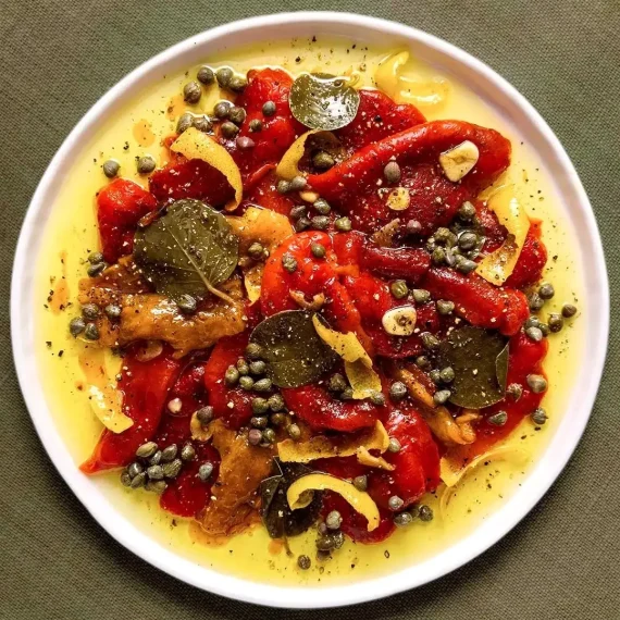 Roasted Peppers with Capers and Caper Leaves