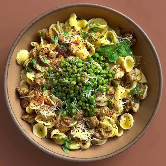 Orecchiette with Italian Sausage and Pickled Peas