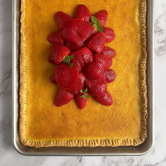 Buttermilk Slab Pie with Cardamom and Strawberries