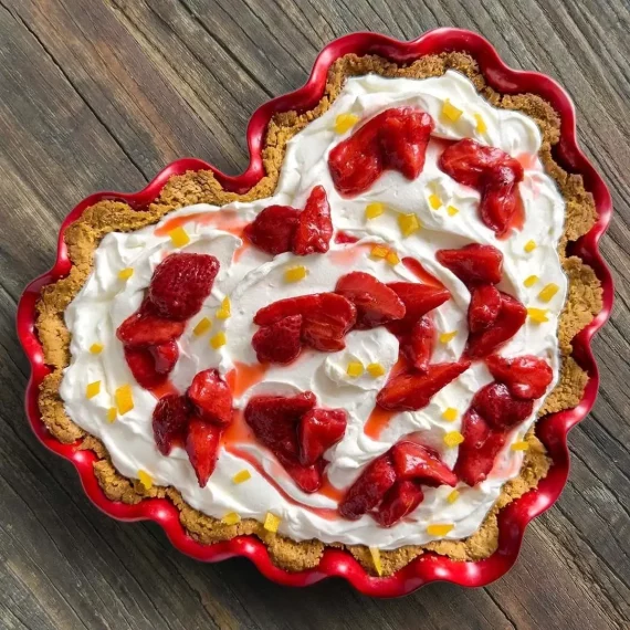 Meyer Lemon Cream Pie with Roasted Strawberries