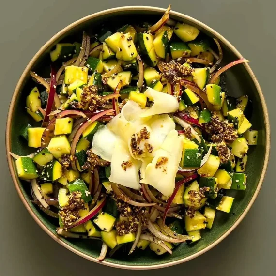 Zucchini, Soy Sauce Flake, and Pickled Ginger Salad